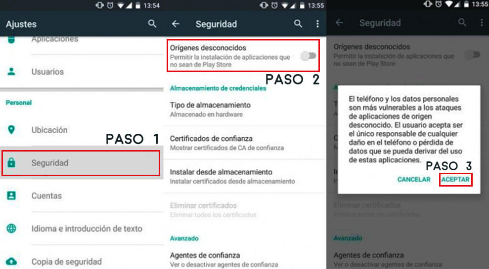 Cómo activar los orígenes desconocidos en Android