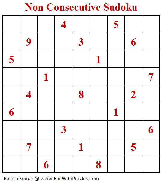 Non Consecutive Sudoku Puzzle (Fun With Sudoku #289)