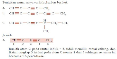 Tata Nama dan Rumus Umum serta Contoh Soal Senyawa Hidrokarbon Alkuna