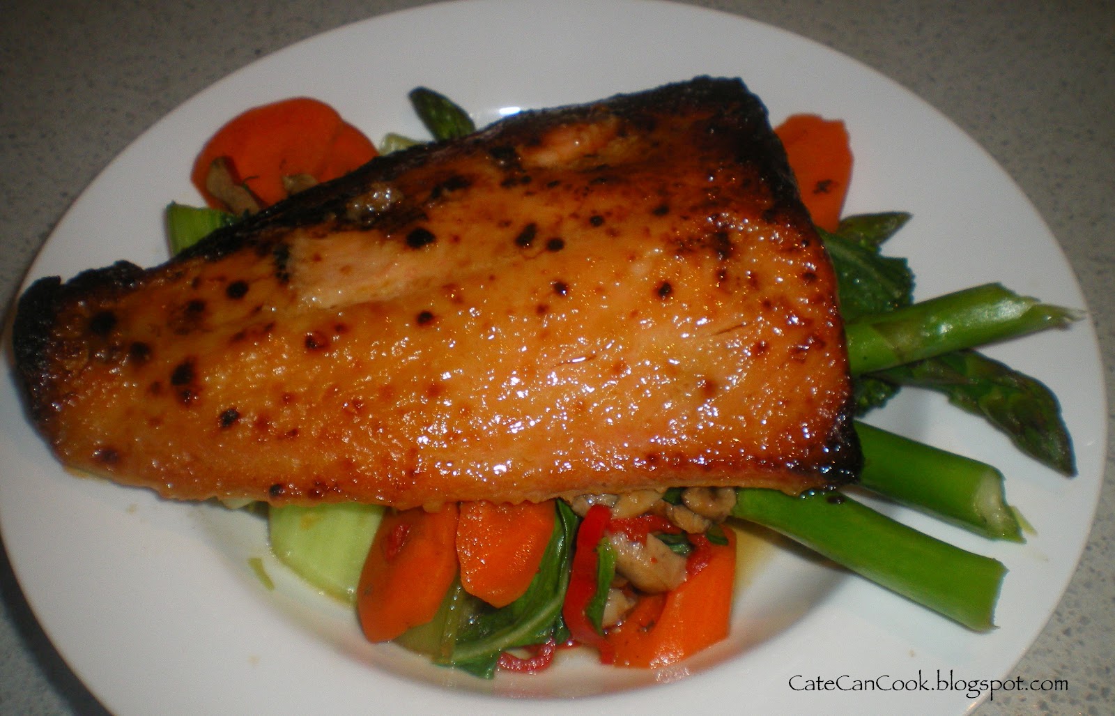 Cate Can Cook, So Can You!! Miso Glazed Salmon with Asian Vegetables