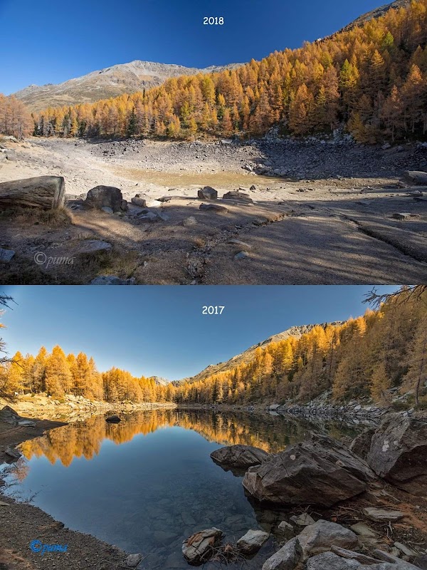Desaparece el agua de un lago en los alpea itialianos. Desaparece el agua de un lago en los alpea itialianos.