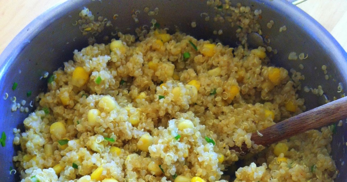Mint Green Apron Quinoa with Corn, Chives and Cheese