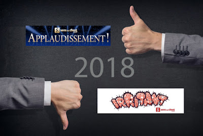 Irritants et applaudissements de l'année 2018 pour le client.