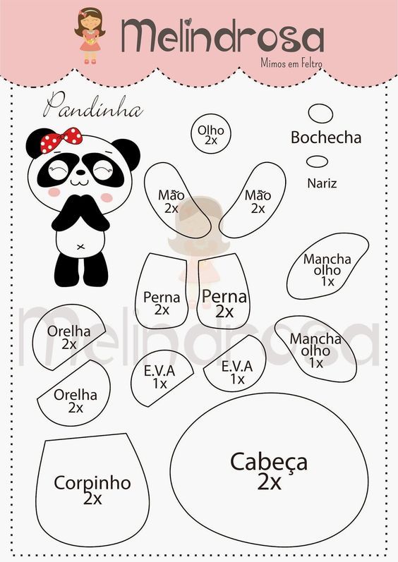 Moldes de Pandas Para Download e Impressão! #FeltroFácil
