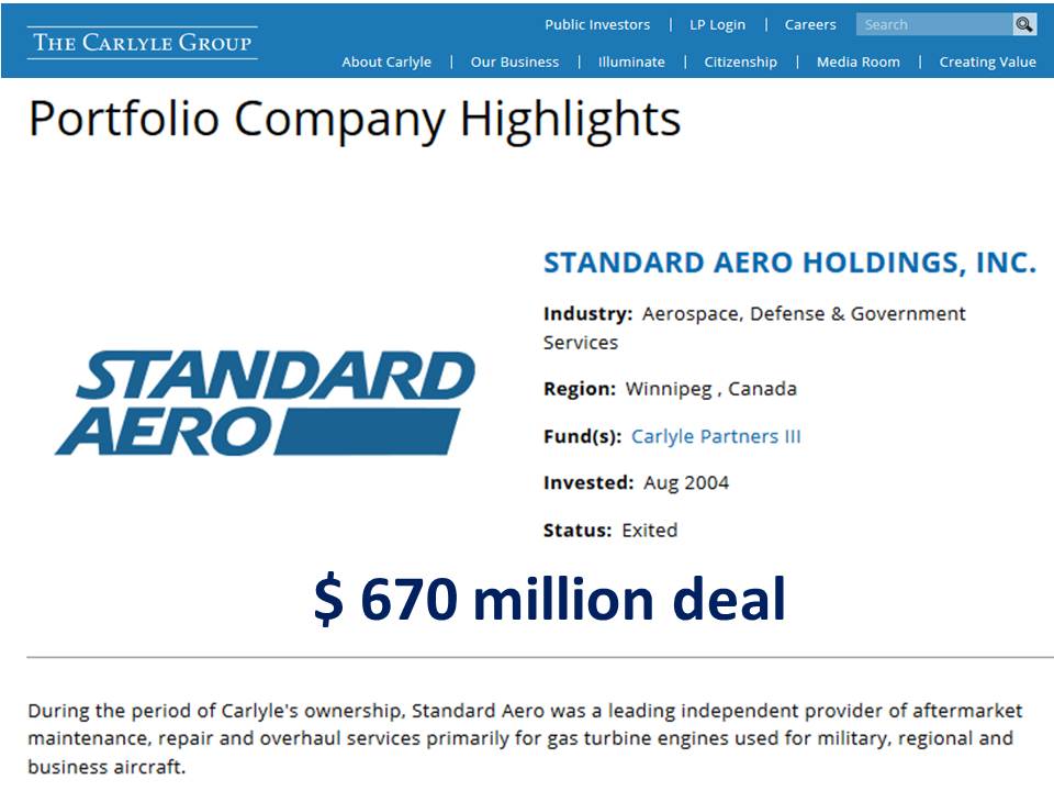 PEU Report Carlyle Trying to Rebuy Standard Aero from Veritas Capital