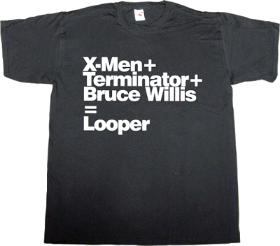 x-men terminator Arnold Schwarzenegger Bruce Willis fun irony movie hollywood creative t-shirt ephemeral-t-shirts