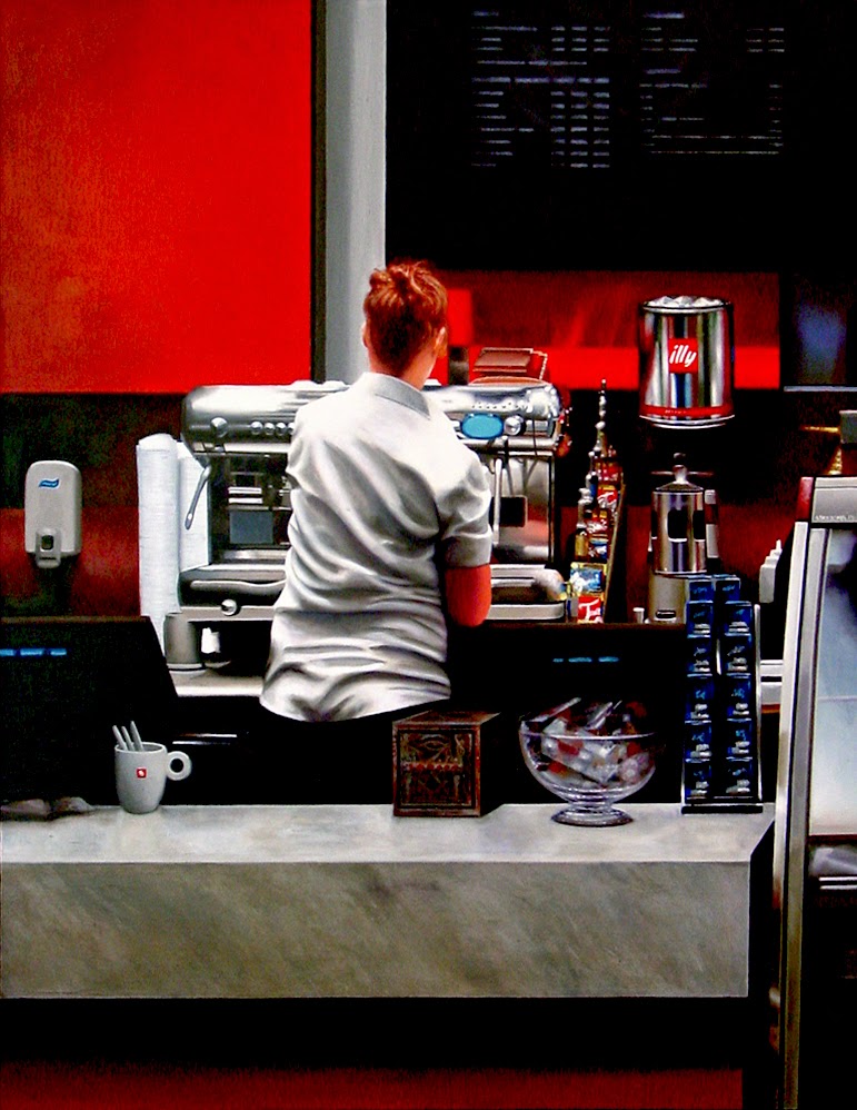 Daily realism paintings by Gerard Boersma: Coffee Bar- Painting Of