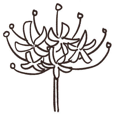 彼岸花のイラスト（花） モノクロ線画