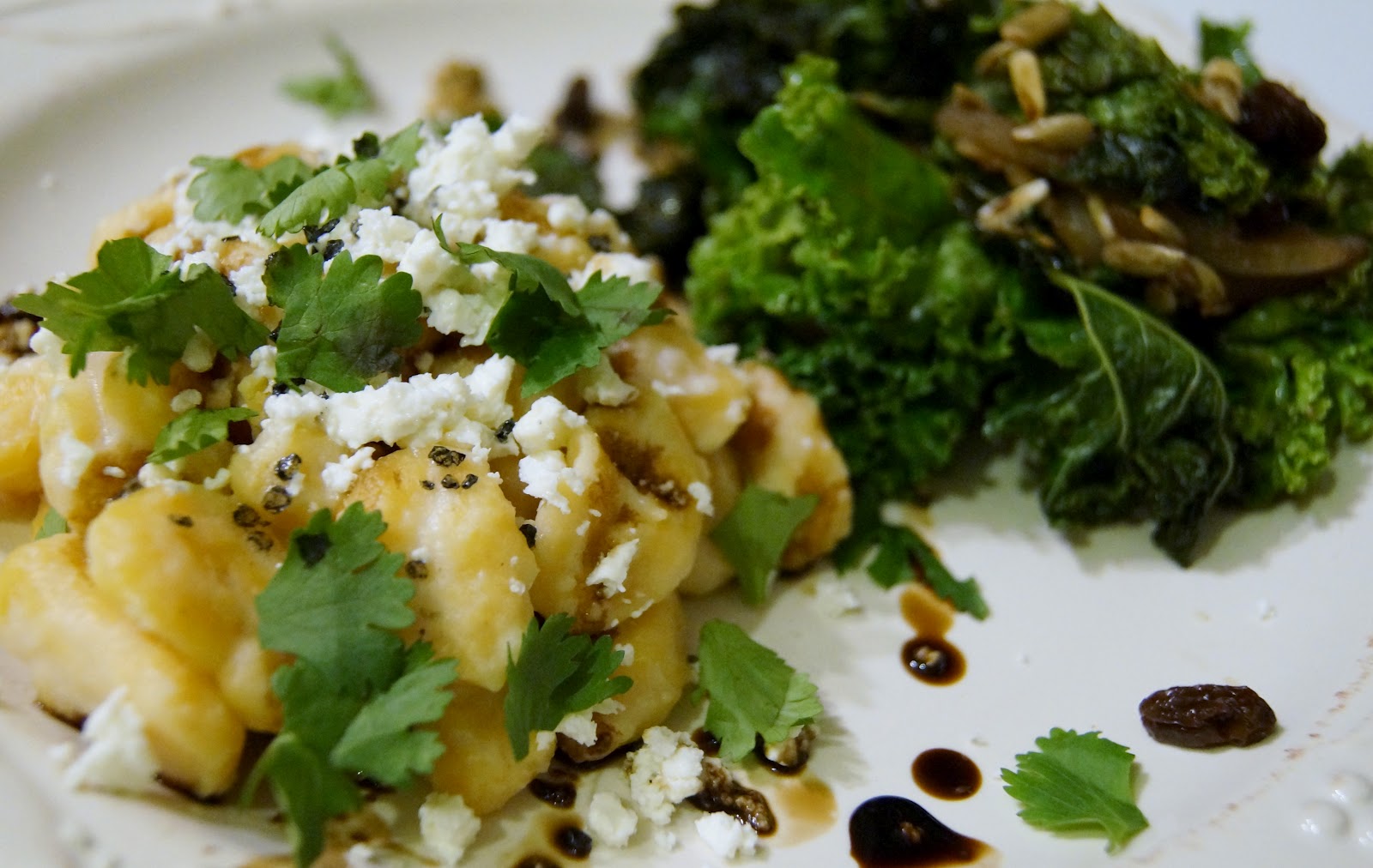 The Fresh Beet Sweet Potato Gnocchi and Balsamic Kale
