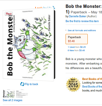 Bob the Monster Coloring Story book and Bob's First Christmas on Amazon.com
