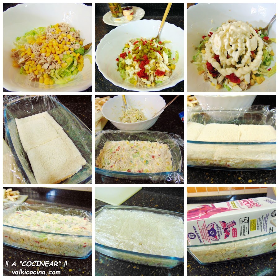 Pastel de pollo con pan de molde