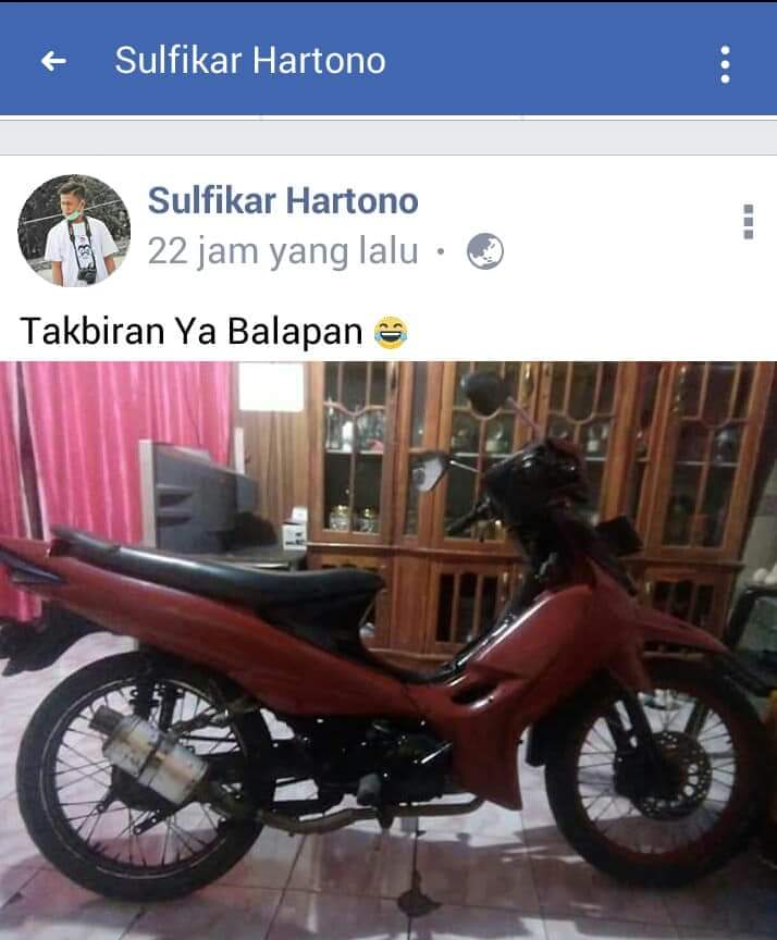 Sebelum Tewas Kecelakaan, Sulfikar Posting "Takbiran Ya Balapan" di Facebbok