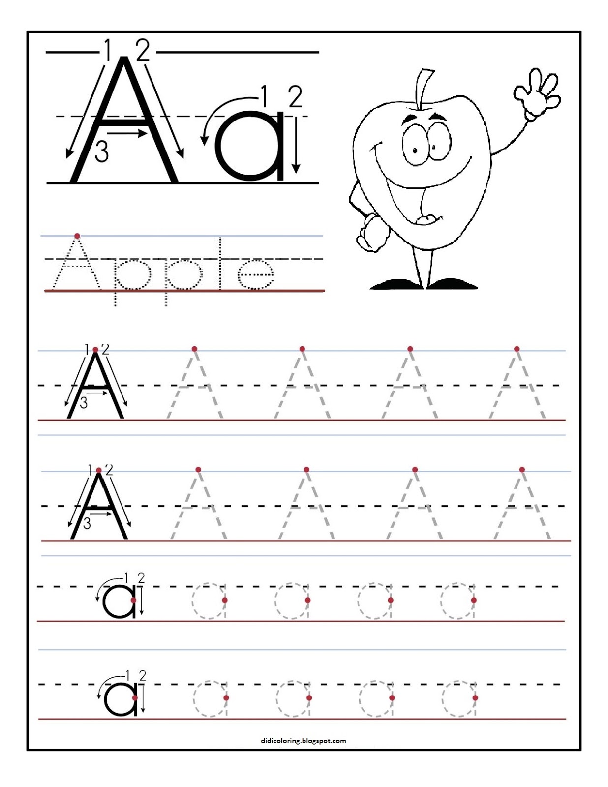 Didi coloring Page: Free printable worksheet letter A for your