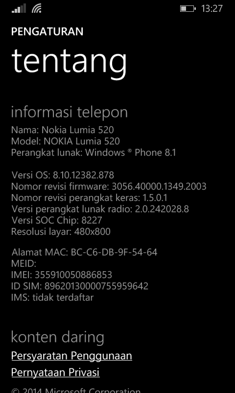 Informasi Telepon Nokia Lumia 520 Windows Phone 8.1 