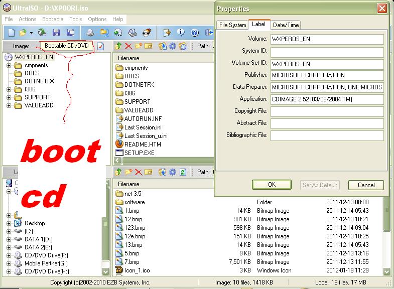 MEMBUAT BOOTABLE CD WINDOWS XP