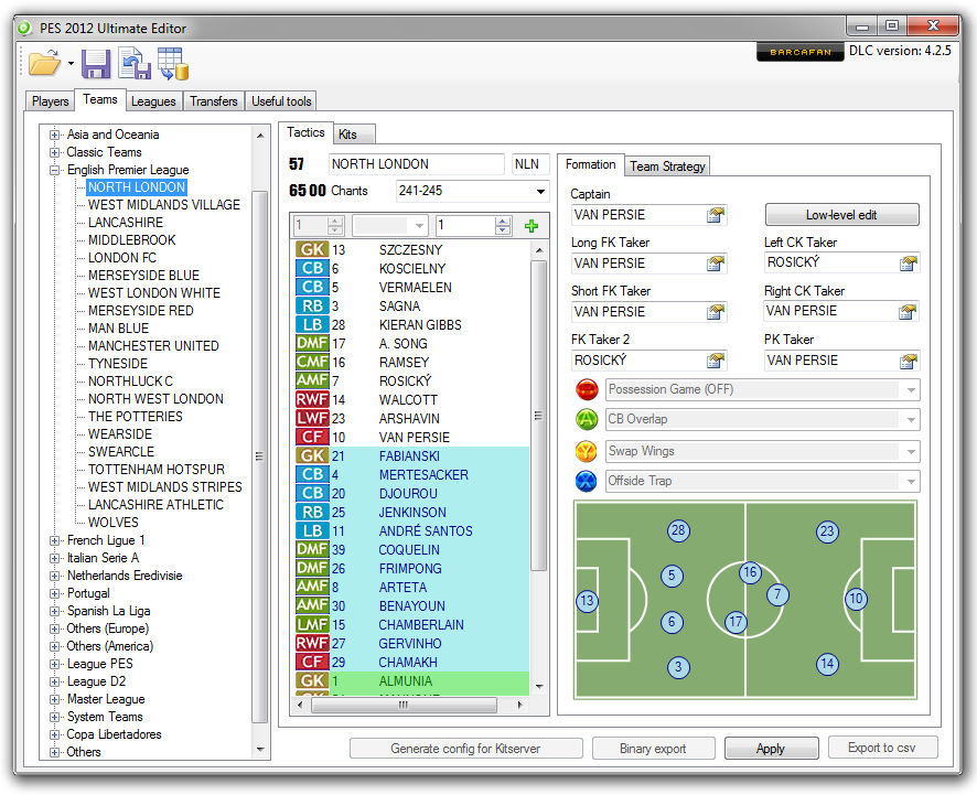PES2012 Ultimate Editor v4.2.5 by barcafan