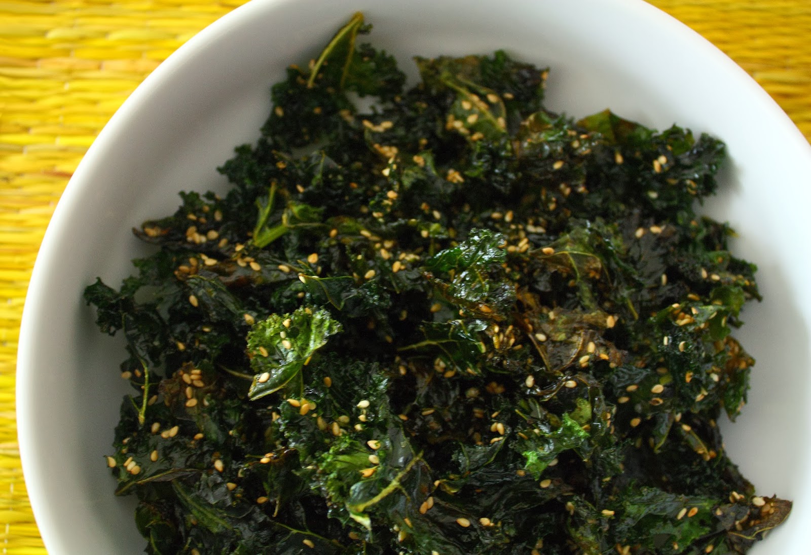 Slow Baked Sesame Kale Chips