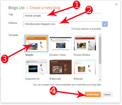 Creat New Blog On Blogger 1. Title: Wbsite Name 2. Website: Address Jaise InHindii. 3 Template: Blog design.