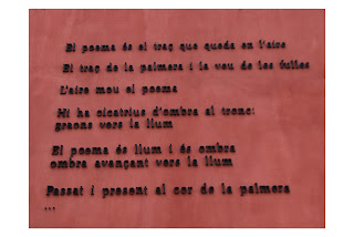 Poema de Ràfols-Casamada a la Mitgera de la palmera, Travessera de Dalt, 2, Barcelona per Teresa Grau Ros