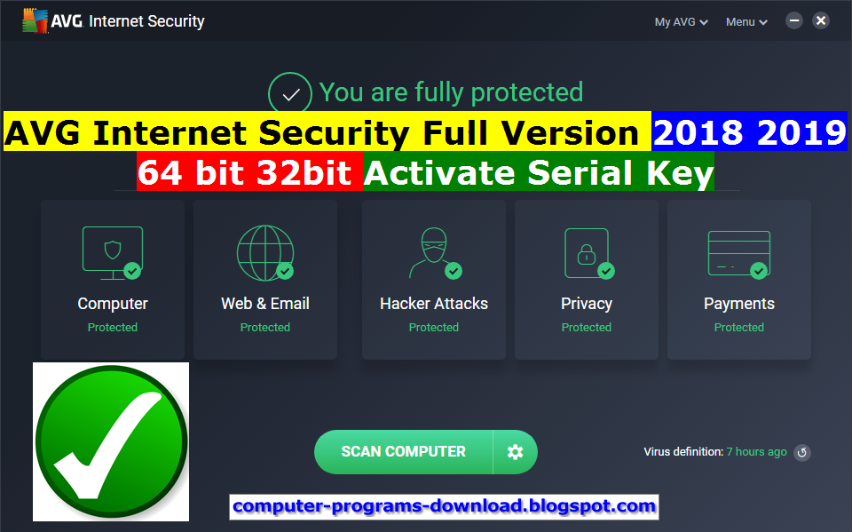 avg internet security 2018 crack + serial key