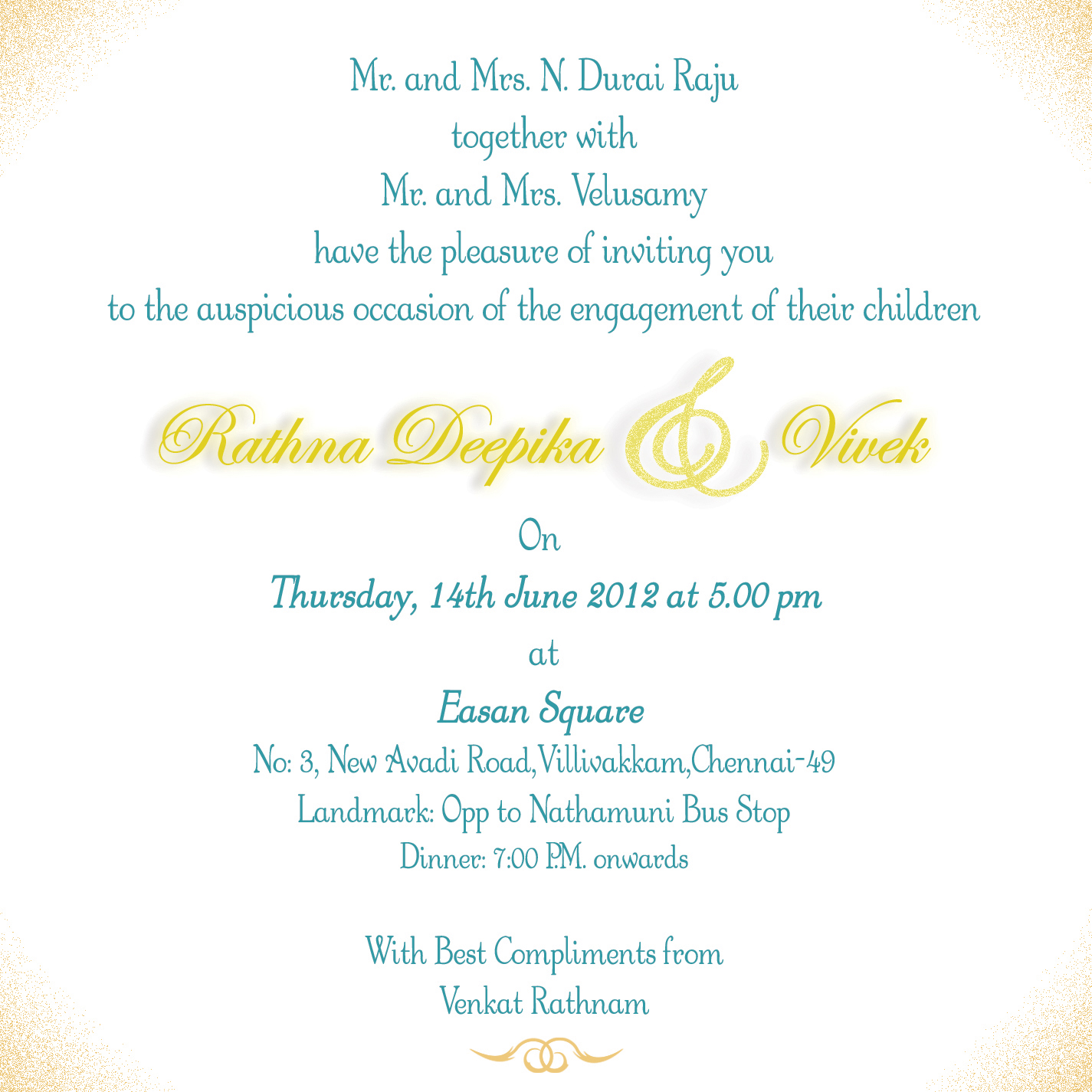 Venkat Rathnam: Engagement Invitation 1