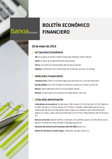  BOLETIN ECONOMICO FINANCIERO BANKIA ESTUDIOS 18 ENERO 2019 
