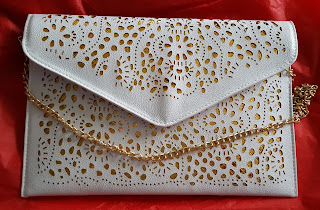 White and Gold Laser Cut Clutch
