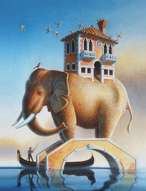 04-Elephant-Bridge-Jeff-Mihalyo-Symbolism-and-Narrative-in-Surreal-Oil-Paintings-www-designstack-co