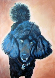 black poodle custom portrait by Bee Skelton custom portrait, dog, painting, pet portrait,