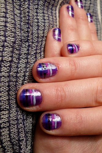Striped Purple Nail Designs