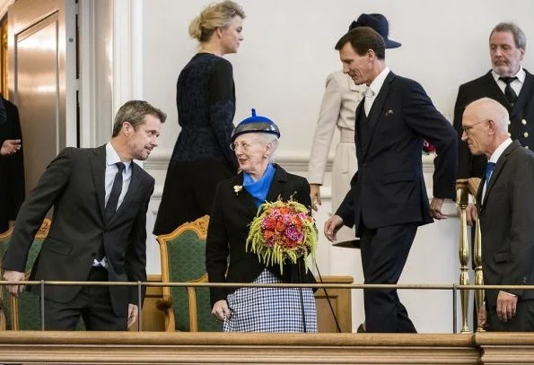 Queen Margrethe, Prince Frederik, Princess Mary, Prince Joachim, Princess Marie, Princess Benedikte at Danish Parliament