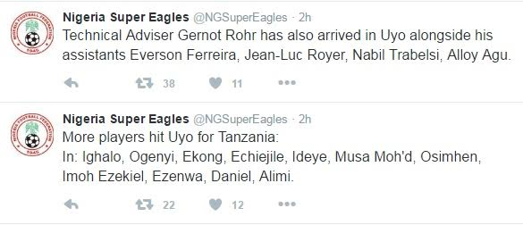 mmm Nigeria vs Tanzania: Coach Rohr, Odion Ighalo, Troost Ekong, Musa Mohammed and others arrive Uyo