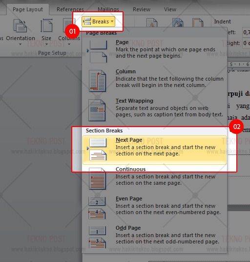 mengatur page number pada word