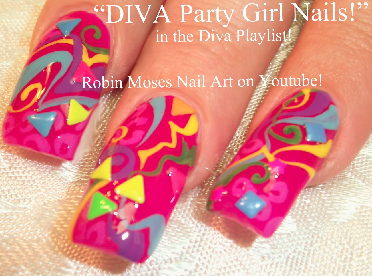 Nail Art by Robin Moses "nail art" "pink party nails" "graffiti nail art" "pink stars and