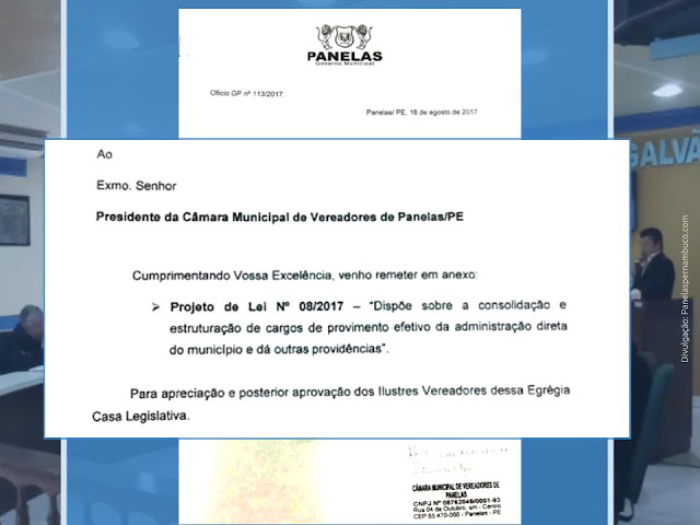 Projeto de Lei sobre a consolidação e estruturação de cargos de provimento efetivo da administração direta do município Panelas-PE