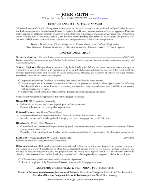 mis resume samples