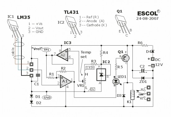 Temperature Controlled Relay Circuit Diagram - The Circuit