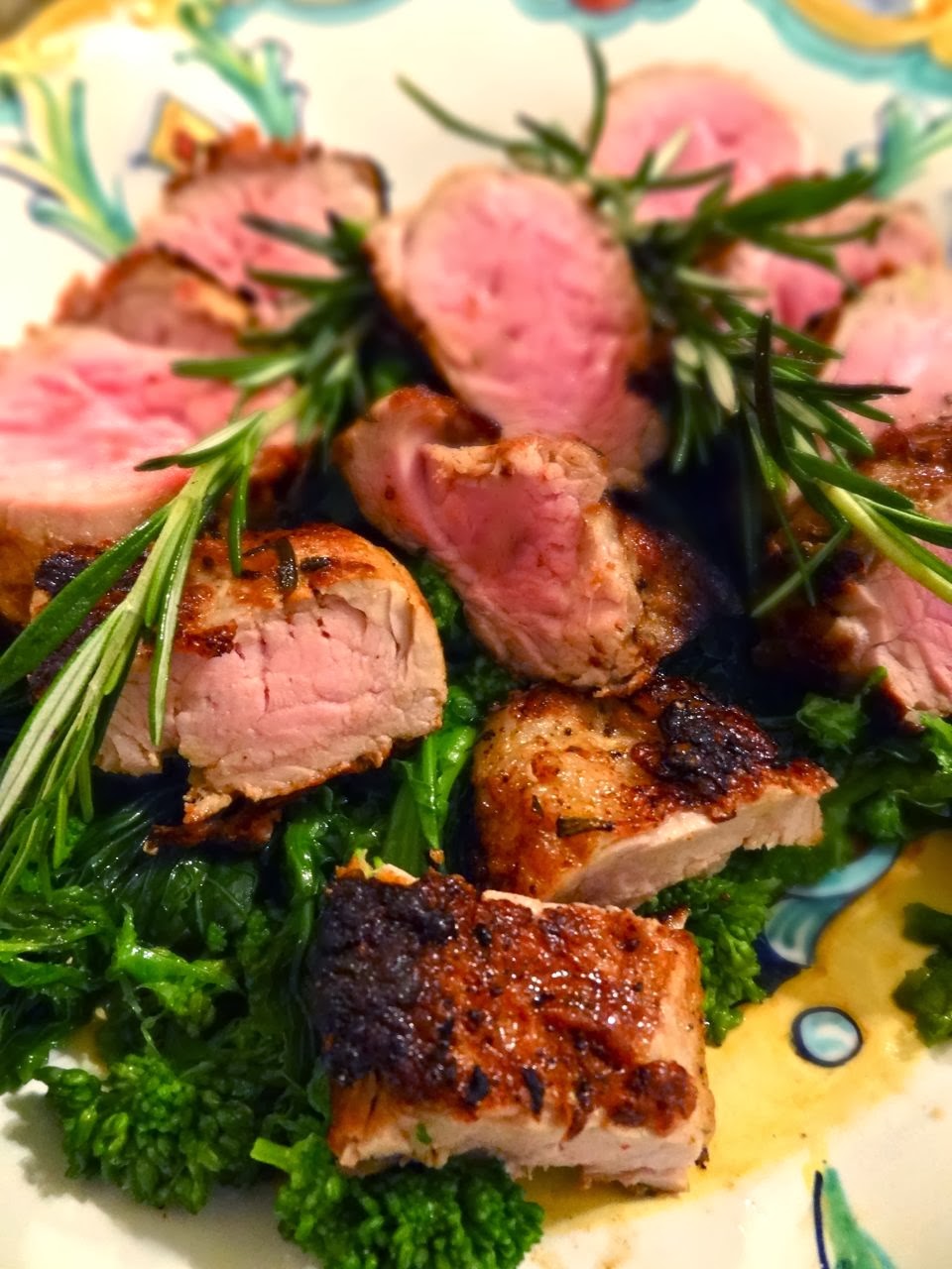 Scrumpdillyicious Rosemary & Mustard Pork Tenderloin with Rapini