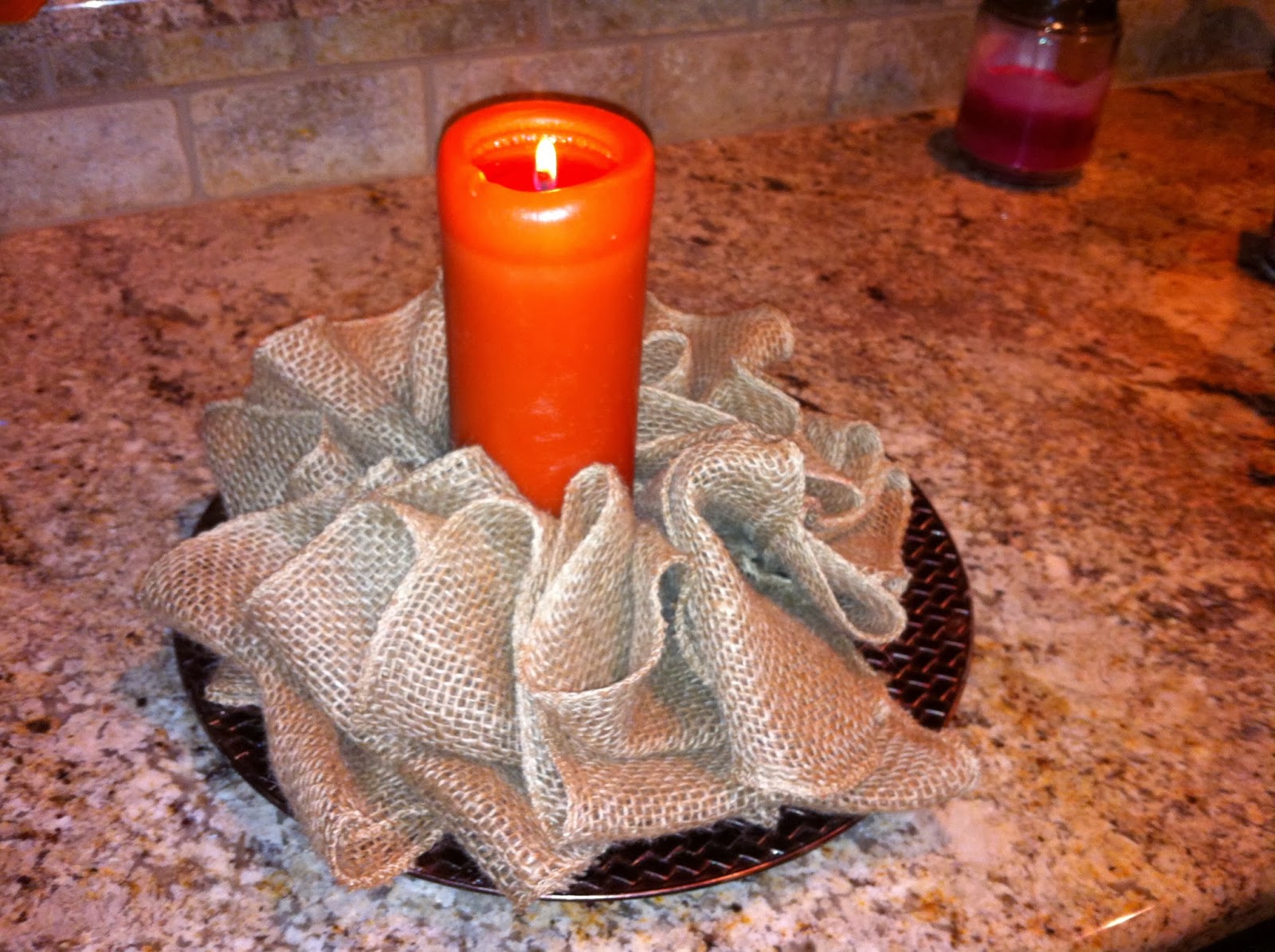 My Crafty World Burlap Candle Centerpiece