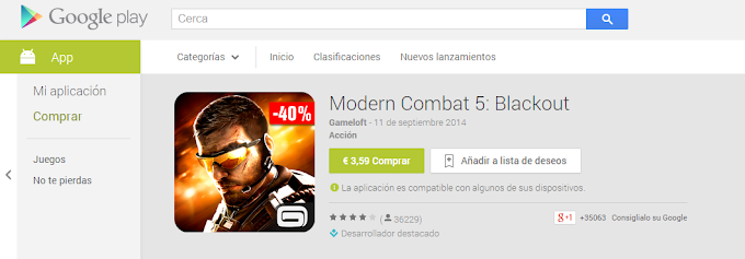 Modern Combat 5: Blackout disponible para android, iOS a un 40% de descuento. aproveche!!!!     