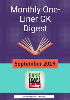 Monthly One-Liner GK Digest: September 2019