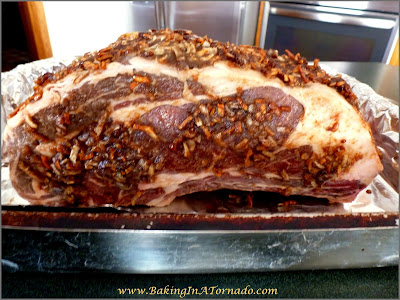 Crusted Prime Rib, tender and flavorful, rubbed and roasted for a special occasion dinner | Recipe developed by www.BakingInATornado.com | #recipe #beef #dinner