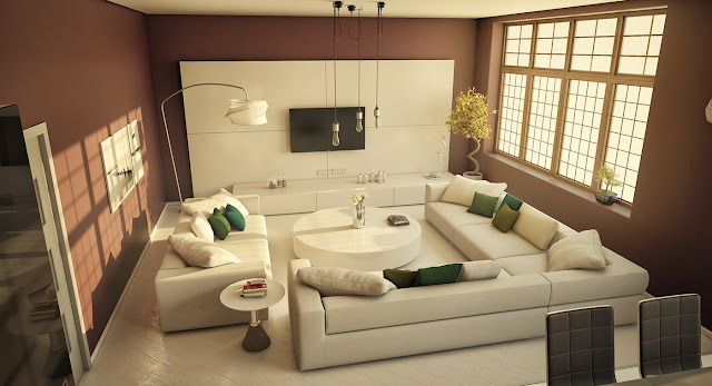Desain Ruang Tamu dengan Sofa warna putih Desain Ruang Tamu dengan Sofa warna putih