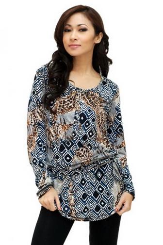 Contoh Baju Batik Atasan Lengan Panjang Modern