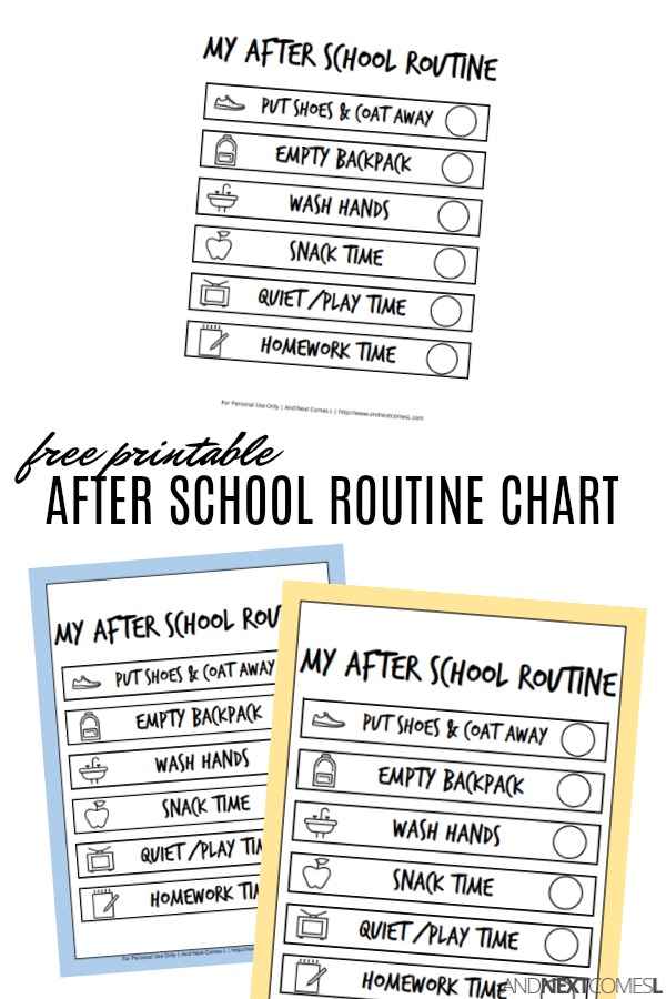 Free Printable After School Visual Routine Chart For Kids And Next 