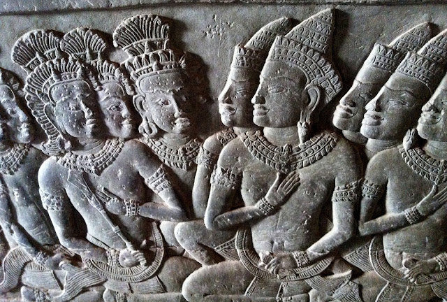 Bas relief at Angkor Wat Temple, Siem Reap, Cambodia