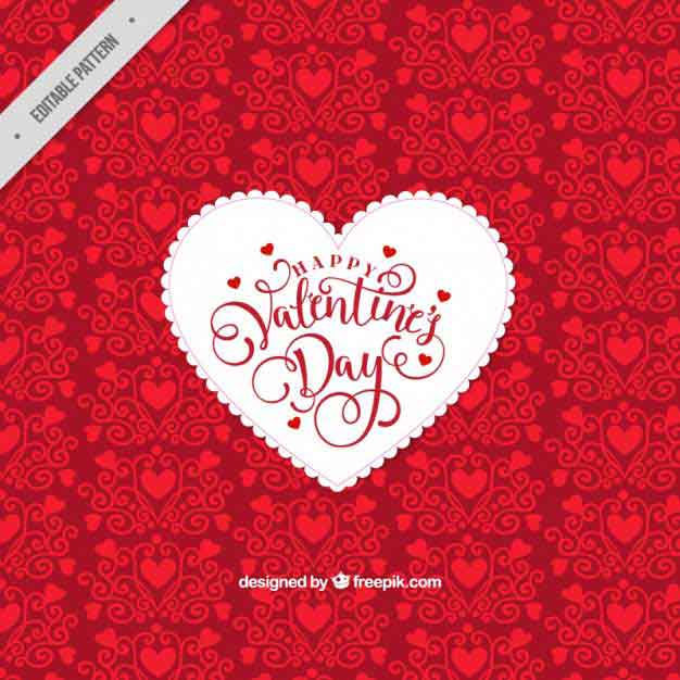Red decorative background with white heart Free Vector