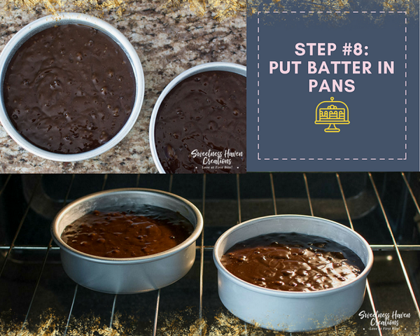 HOW TO BAKE A CAKE IN 10 EASY STEPS STEP #8: PUT BATTER IN THE PANS
