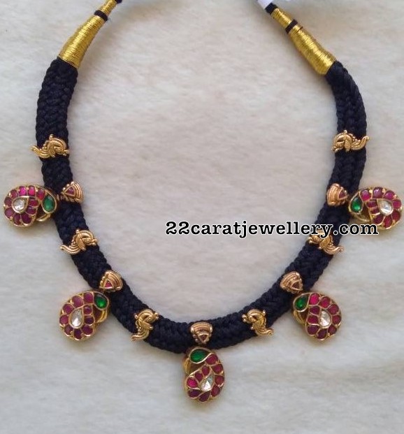 Black Thread Necklace Mango Motifs Jewellery Designs