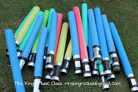 Pool noodles magically transform into light saber inspired steady beat swords in Mrs. King’s Music Class.  This DIY classroom project is easy to do and keeps students engaged and learning.  What do you do with them?  Read on for ideas and video examples.